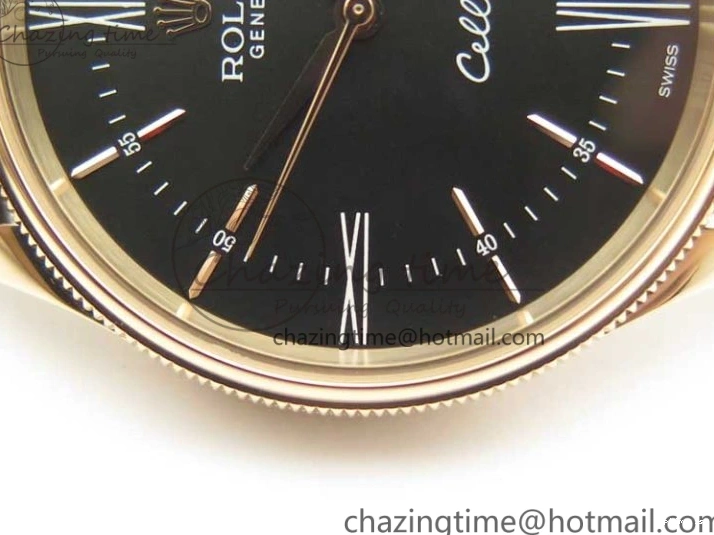 1222 Tailored Cellini Time 50509 RG MKF Best Edition Black Dial Roman Marker on Brown Leather Strap A3132 V 3406